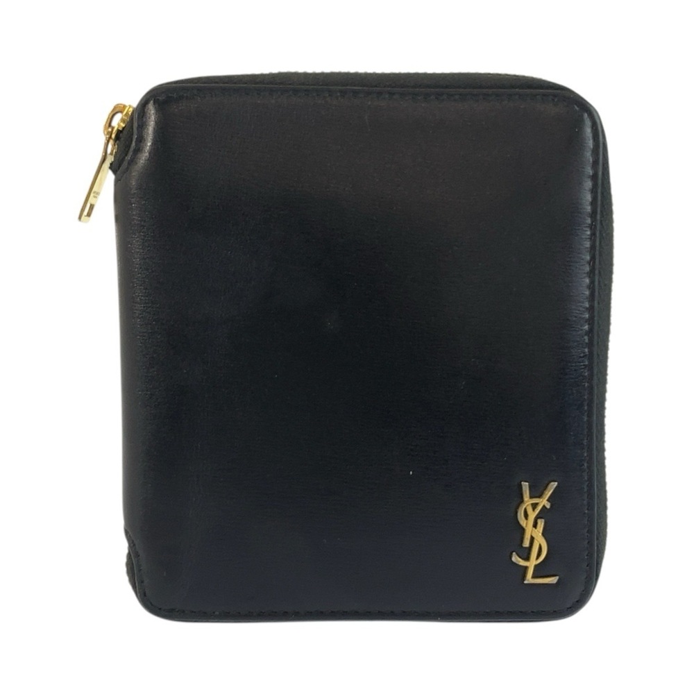 Yves Saint Laurent SAINT LAURENT PARIS YSL Tiny Black Leather Folding Wallet ...